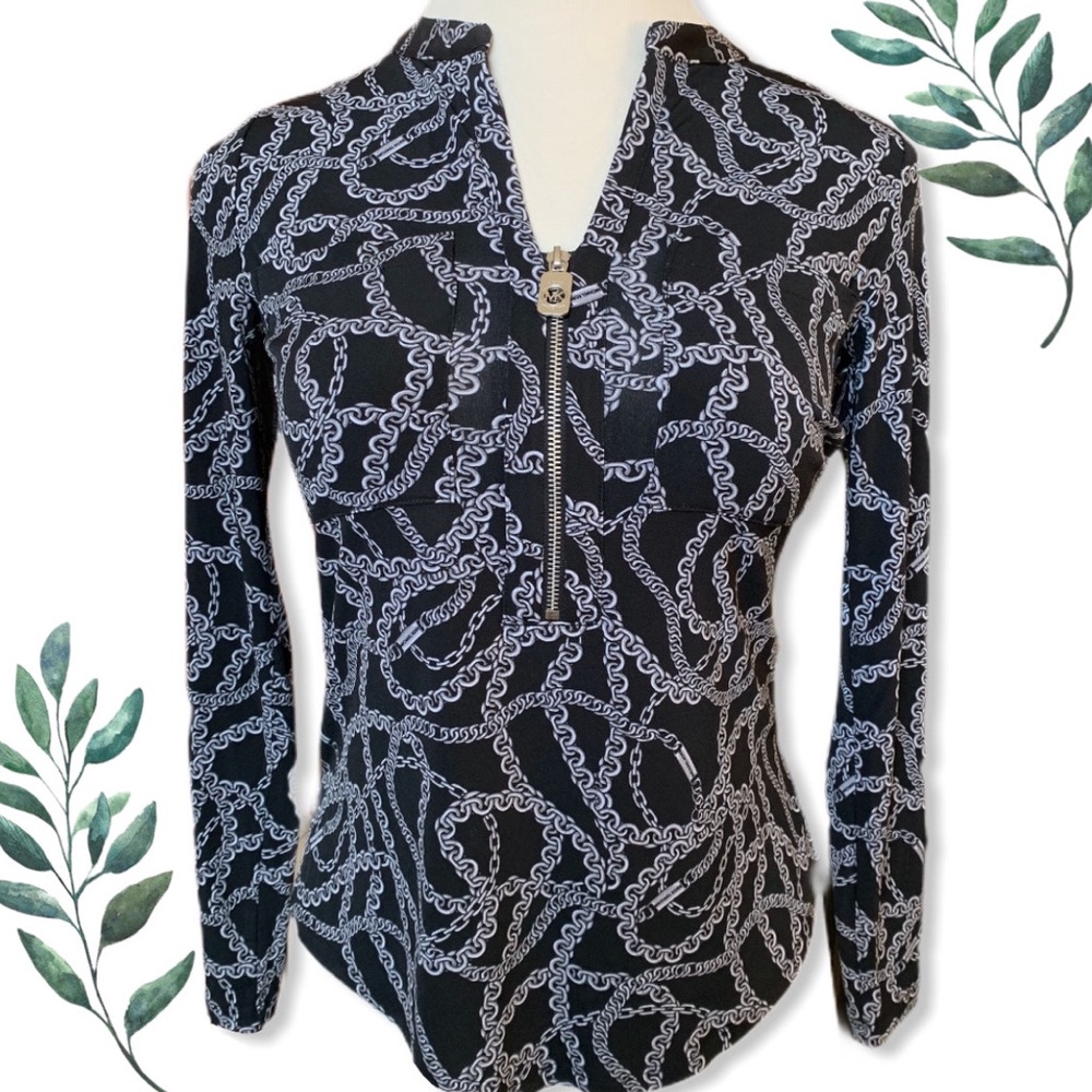 MICHAEL Michael Kors Black/Silver Chain Blouse